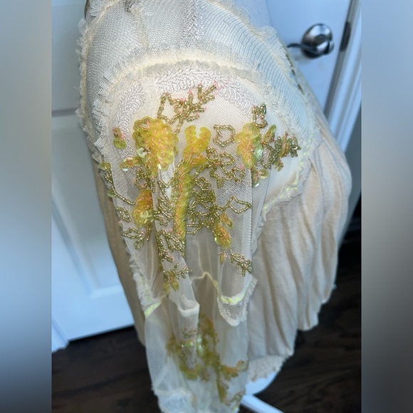 Freepeople Lace Embellished Embroidery Smock Waist Top - Picture 4 of 6